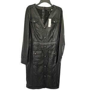 White House Black Market NWT  Dark Leather Dress